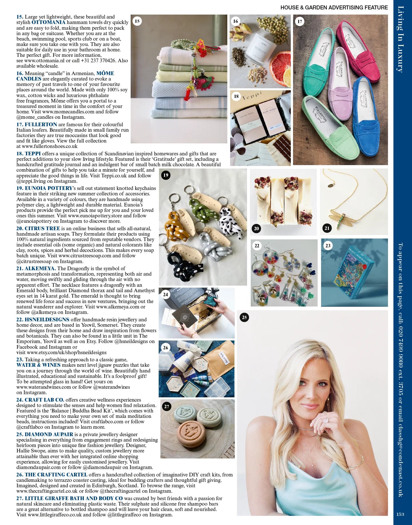 Living In Luxury article in House & Garden Citrus Tree Soaps